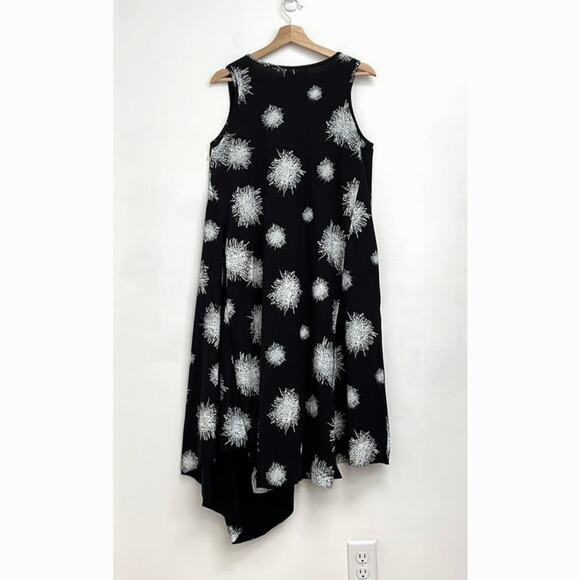 Snapdragon & Twig Angelina Dress Asymmetrical Draping Black Mini Scribble - XS - Picture 4 of 15